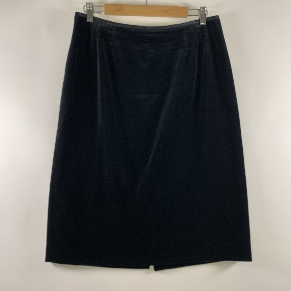 VTG 90s Minimalist Velvet Pencil Knee Length Skirt Size 12 Academia Holiday
